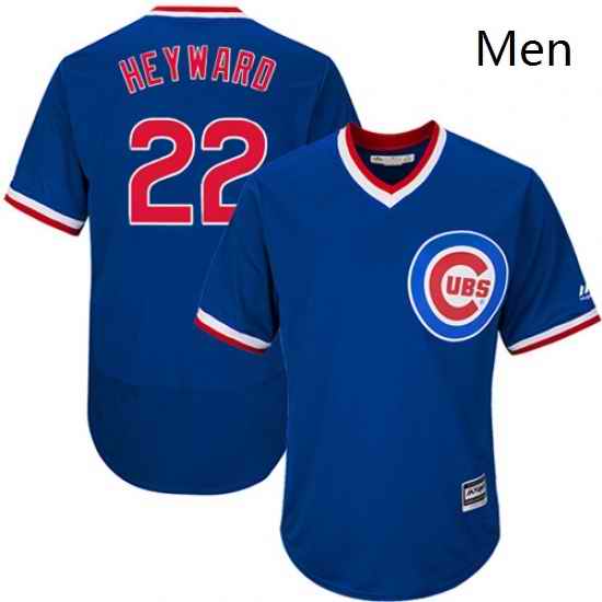 Mens Majestic Chicago Cubs 22 Jason Heyward Replica Royal Blue Cooperstown Cool Base MLB Jersey